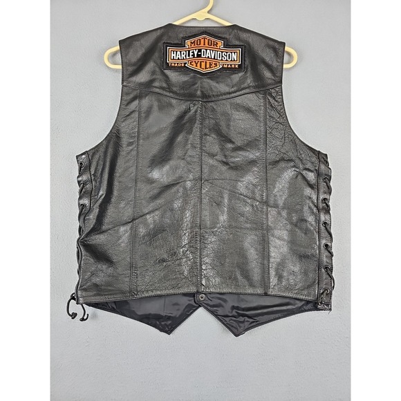 FMC Black Leather Motorcycle Vest Size 40 Harley Davidson 9/11 Memorial HWY 101 - Picture 7 of 12